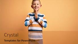  Presentation with colorful hands - Presentation consisting of young-little-caucasian-kid background and a gold colored foreground