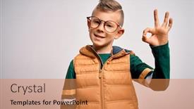  Presentation with winter blue - Cool new PPT layouts with young-little-caucasian-kid backdrop and a coral colored foreground