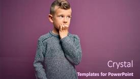 Presentation with blue eyes - Presentation with young-little-caucasian-kid background and a violet colored foreground
