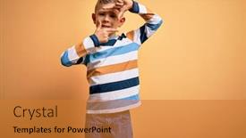  Presentation with colorful hands - Presentation theme with young-little-caucasian-kid background and a gold colored foreground