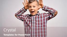  Presentation with blue eyes - Cool new presentation with young-little-caucasian-kid backdrop and a gray colored foreground