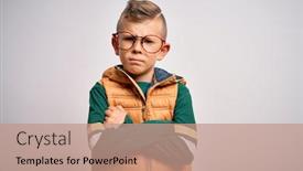  Presentation with blue eyes - Slides consisting of young-little-caucasian-kid background and a coral colored foreground