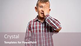  Presentation with face pain - Beautiful slide deck featuring young-little-caucasian-kid backdrop and a gray colored foreground