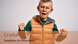  Presentation with winter blue - Slide deck having young-little-caucasian-kid background and a coral colored foreground