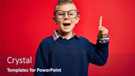  Presentation with blue eyes - PPT theme consisting of young-little-caucasian-kid background and a navy blue colored foreground