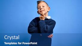  Presentation with winter blue - Colorful slide set enhanced with young-little-caucasian-kid backdrop and a ocean colored foreground