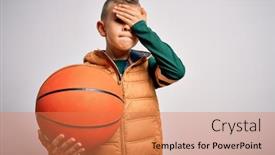  Presentation with angry kid - Presentation design enhanced with young-little-caucasian-sports-kid background and a coral colored foreground