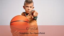  Presentation with ball sports - Presentation theme enhanced with young-little-caucasian-sports-kid background and a red colored foreground