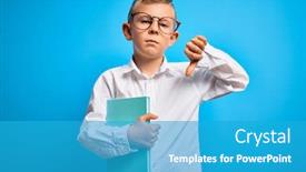  Presentation with angry kid - Presentation featuring young-little-caucasian-student-kid background and a teal colored foreground