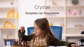  Presentation with chess - Presentation theme having young-little-girl-playing-chess background and a lemonade colored foreground