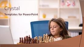  Presentation with chess - Presentation theme enhanced with young-little-girl-playing-chess background and a  colored foreground