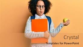  Presentation with school apple - PPT theme consisting of young-little-girl-with-afro background and a yellow colored foreground