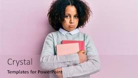  Presentation with sad girl - Presentation theme enhanced with young-little-girl-with-afro background and a soft green colored foreground