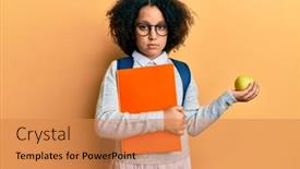  Presentation with simple green - Cool new presentation theme with young-little-girl-with-afro backdrop and a gold colored foreground