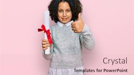  Presentation with diploma - PPT theme having young-little-girl-with-afro background and a lemonade colored foreground