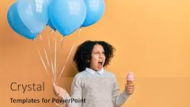  Presentation with blue balloons - Audience pleasing slide deck consisting of young-little-girl-with-afro backdrop and a coral colored foreground