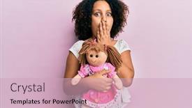  Presentation with afro - PPT theme featuring young-little-girl-with-afro background and a soft green colored foreground