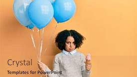  Presentation with blue balloons - Slide deck enhanced with young-little-girl-with-afro background and a yellow colored foreground