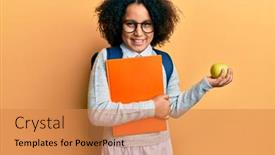  Presentation with school apple - Audience pleasing PPT theme consisting of young-little-girl-with-afro backdrop and a gold colored foreground