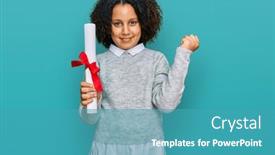  Presentation with afro - Audience pleasing slide set consisting of young-little-girl-with-afro backdrop and a teal colored foreground