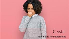  Presentation with bad breath - Beautiful PPT theme featuring young-little-girl-with-afro backdrop and a coral colored foreground