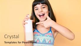  Presentation with sunscreen - Colorful presentation theme enhanced with young-little-girl-with-bang backdrop and a lemonade colored foreground
