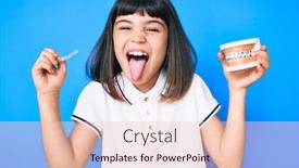  Presentation with orthodontic - Audience pleasing slide set consisting of young-little-girl-with-bang backdrop and a lemonade colored foreground