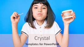  Presentation with orthodontic - Beautiful theme featuring young-little-girl-with-bang backdrop and a lemonade colored foreground