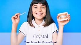  Presentation with orthodontic - Slides having young-little-girl-with-bang background and a sky blue colored foreground
