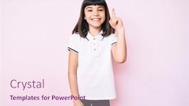  Presentation with sportswear - Cool new slide deck with young-little-girl-with-bang backdrop and a pink colored foreground