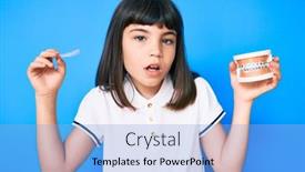  Presentation with orthodontic - Cool new slide deck with young-little-girl-with-bang backdrop and a light blue colored foreground