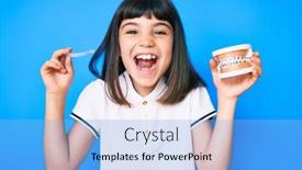  Presentation with orthodontic - Presentation design consisting of young-little-girl-with-bang background and a light blue colored foreground