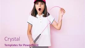  Presentation with badminton - Presentation design with young-little-girl-with-bang background and a lemonade colored foreground