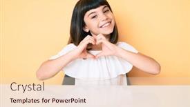  Presentation with romantic love - Amazing PPT theme having young-little-girl-with-bang backdrop and a lemonade colored foreground