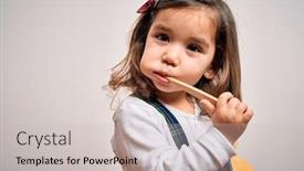  Presentation with infant care - Beautiful presentation design featuring young-little-infant-girl-brushing backdrop and a soft green colored foreground