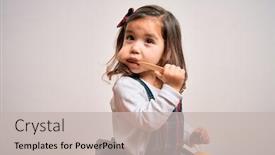  Presentation with infant care - Colorful presentation design enhanced with young-little-infant-girl-brushing backdrop and a soft green colored foreground