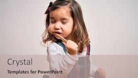  Presentation with infant care - Beautiful presentation theme featuring young-little-infant-girl-brushing backdrop and a mint green colored foreground