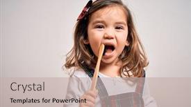  Presentation with infant care - Beautiful presentation featuring young-little-infant-girl-brushing backdrop and a soft green colored foreground