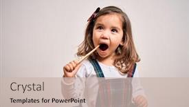  Presentation with infant care - Audience pleasing slide set consisting of young-little-infant-girl-brushing backdrop and a soft green colored foreground