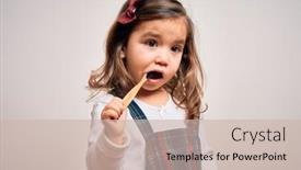  Presentation with infant care - Colorful presentation enhanced with young-little-infant-girl-brushing backdrop and a soft green colored foreground