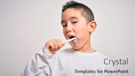  Presentation with health education - Presentation theme with young-little-kid-boy-brushing background and a light gray colored foreground