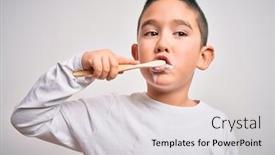  Presentation with health education - Presentation consisting of young-little-kid-boy-brushing background and a light gray colored foreground