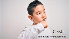  Presentation with tooth paste - Cool new PPT layouts with young-little-kid-boy-brushing backdrop and a light gray colored foreground