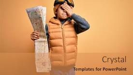  Presentation with angry kid - Presentation theme consisting of young-little-kid-wearing-snow background and a gold colored foreground