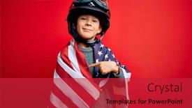  Presentation with 4th july - Cool new PPT layouts with young-little-patriotic-kid-wearing backdrop and a red colored foreground