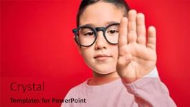 Presentation with toothpaste little kid boy brushing - Colorful presentation design enhanced with young-little-smart-boy-kid backdrop and a red colored foreground