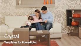  Presentation with relaxing - PPT theme with young living - happy youg family relaxing background and a tawny brown colored foreground