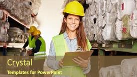  Presentation with logistics warehouse - Slide deck consisting of young-logistics-woman background and a tawny brown colored foreground