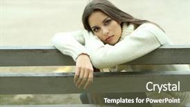  Presentation with being a single woman - Theme enhanced with young lonely woman on bench background and a tawny brown colored foreground