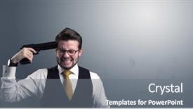  Presentation with shooting gun - Colorful PPT layouts enhanced with young lost businessman man shooting backdrop and a gray colored foreground